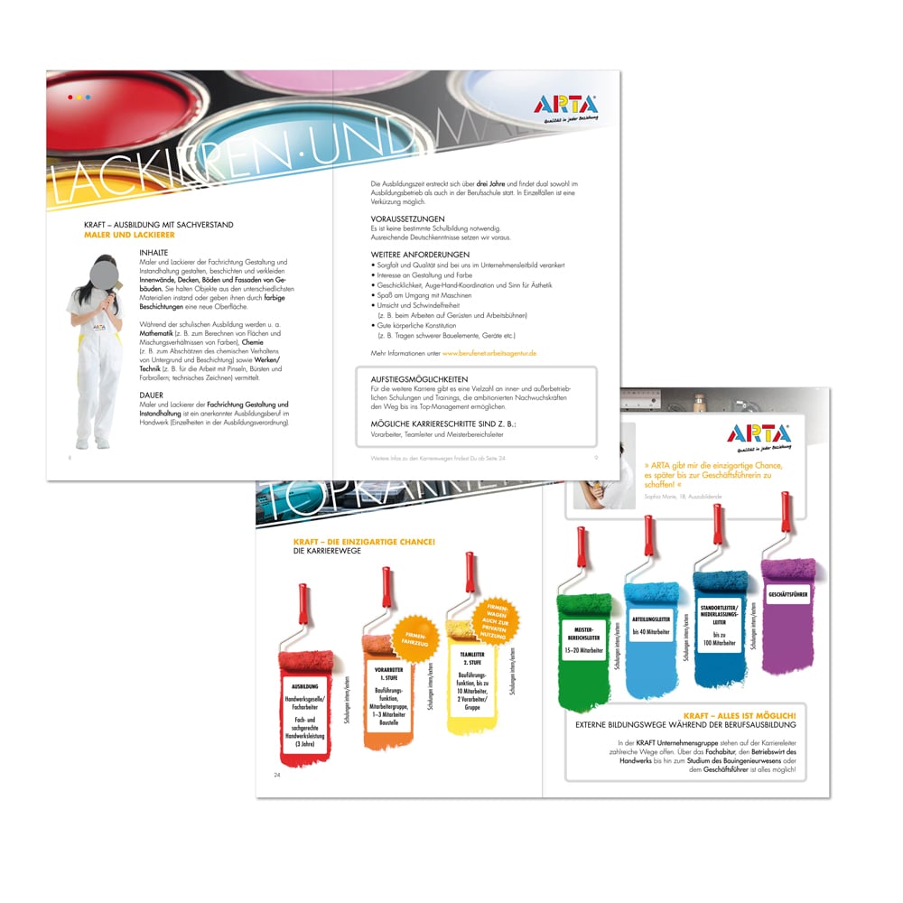 Broschüre Ausbildung Studium Design ARTA Handwerk Innenseiten