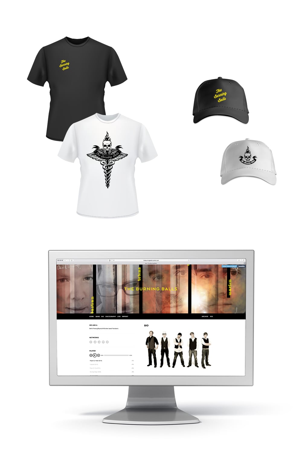 Redesign Band The Burning Balls Merchandise und Website
