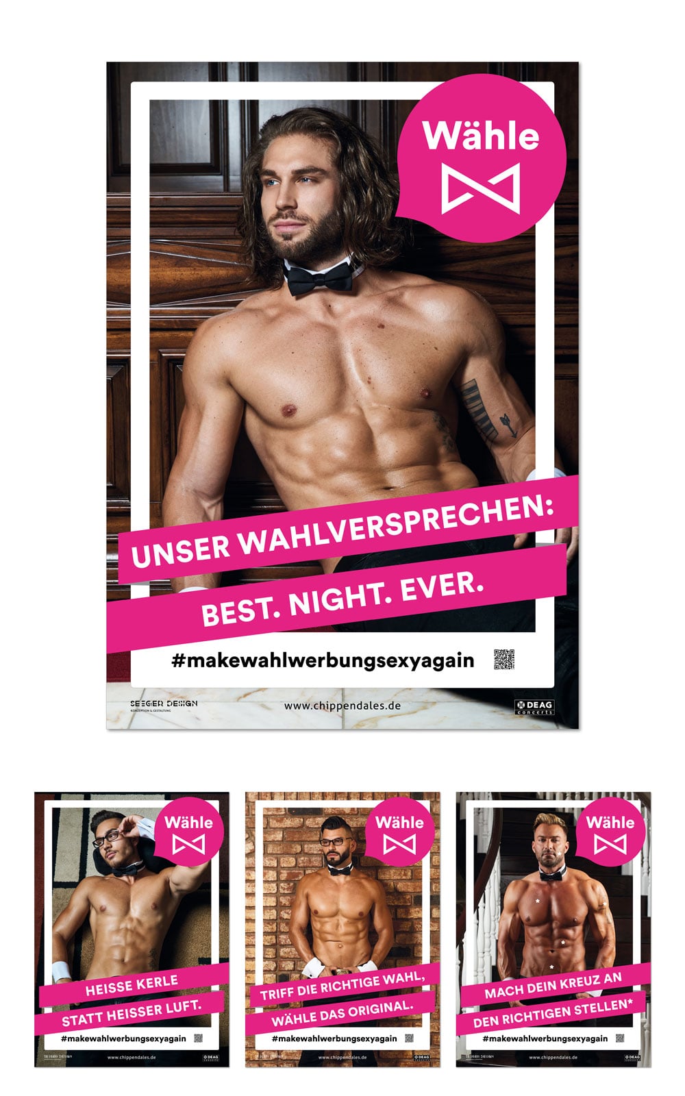 Print & Web Chippendales Plakate, Social Media, Annoncen